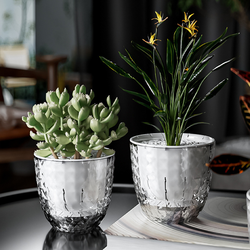 Aloe Vera Pot - พลาสติกใส Lazy Planter สําหรับหัวไชเท้าสีเขียว,เครื่องดูดซับน้ําอัตโนมัติ,หม้อเก็บการเพาะปลูกน้ํา Hydroponic,