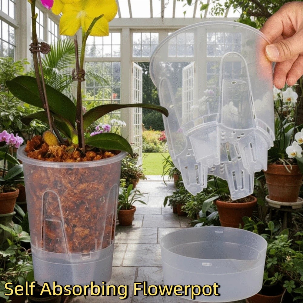 Aloe Vera Pot - กระถางต้นไม้พลาสติกแบบดูดซับน้ำได้ในตัว กระถางไฮโดรโปนิกส์แบบหนา กระถางทรงสูงมีรูระบายน้ำ กระถางขนาดใหญ่ กระถางแบบไม่ต้องรดน้ำ