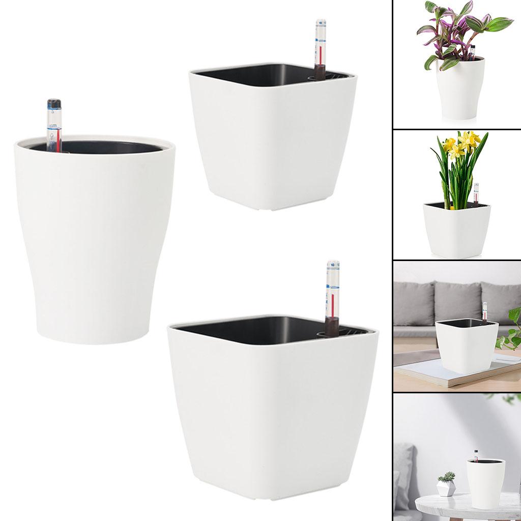 Aloe Vera Pot - กระถางต้นไม้พลาสติกสีขาวแบบรดน้ำเองสำหรับปลูกสมุนไพรในสวน