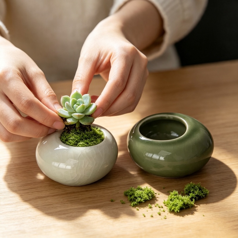 กระถางต้นไม้เคลือบเงาแบบมินิไอ - Echeveria Succulent บทวิจารณ์และราคา