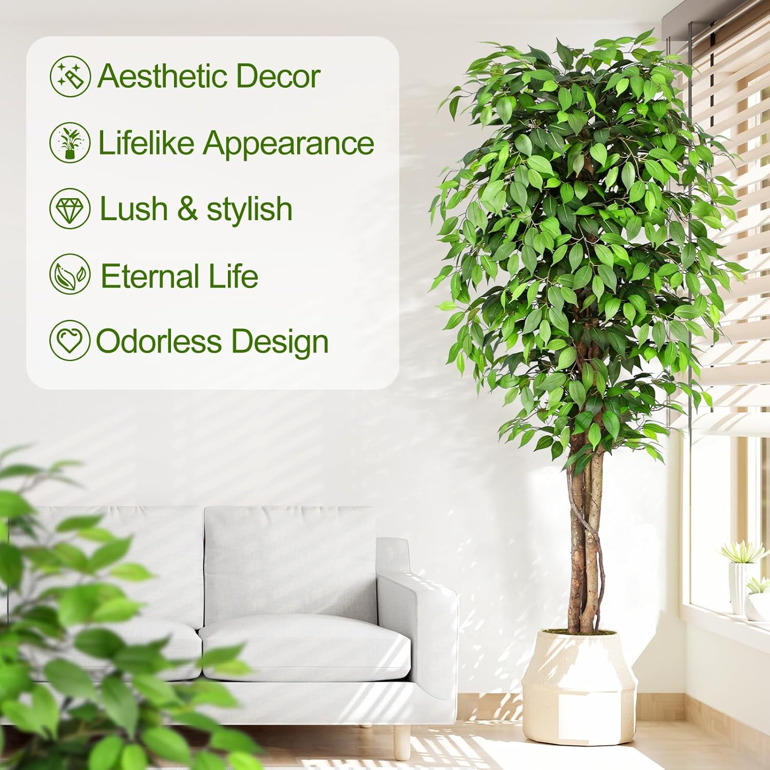 ต้นไทรประดิษฐ์เสมือนจริงพร้อมล - Dracaena Marginata บทวิจารณ์และราคา