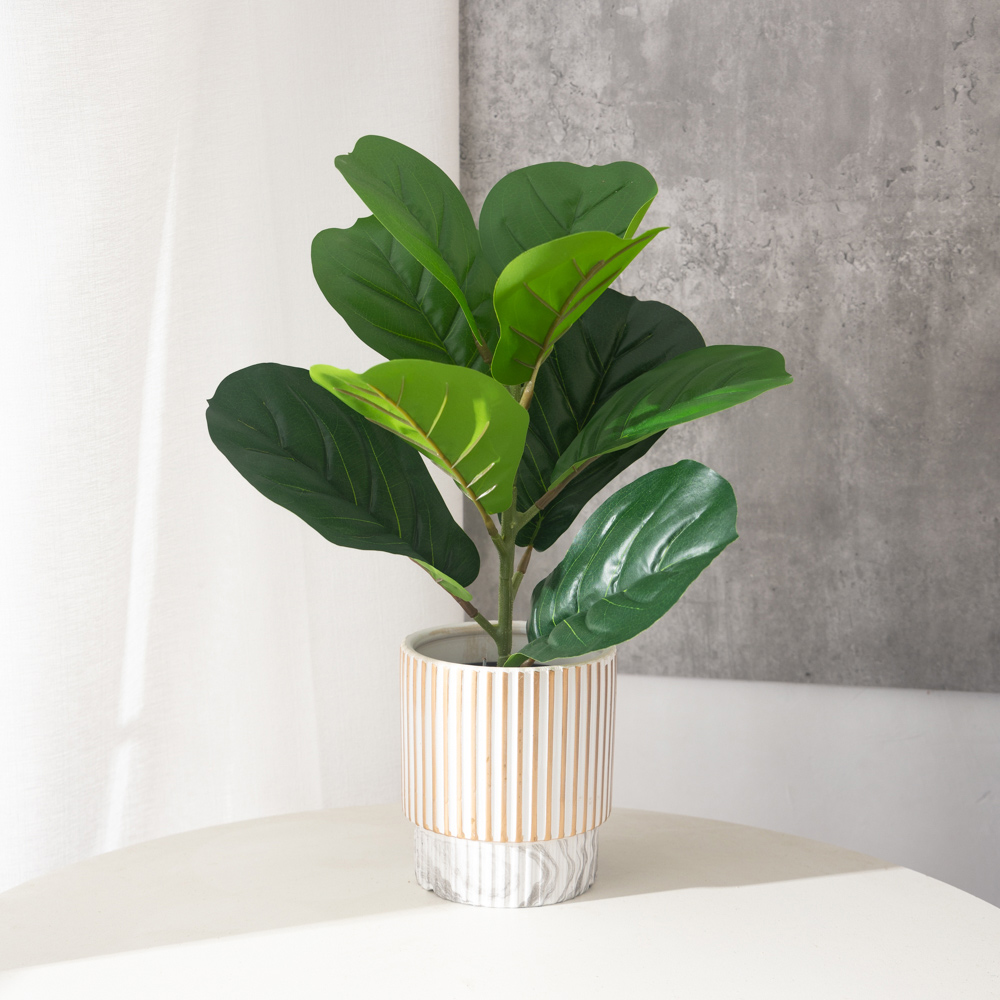 38 ซม.9 ส้อมประดิษฐ์ Ficus พืช - Ficus Lyrata Tree บทวิจารณ์และราคา