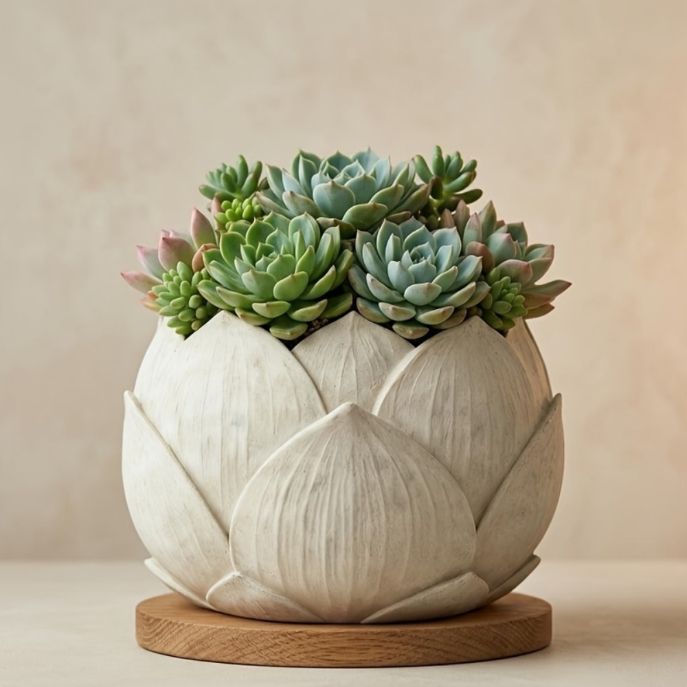 กระถางดอกไม้เรซิ่นรูปดอกบัวสุด - Aloe Vera Pot บทวิจารณ์และราคา