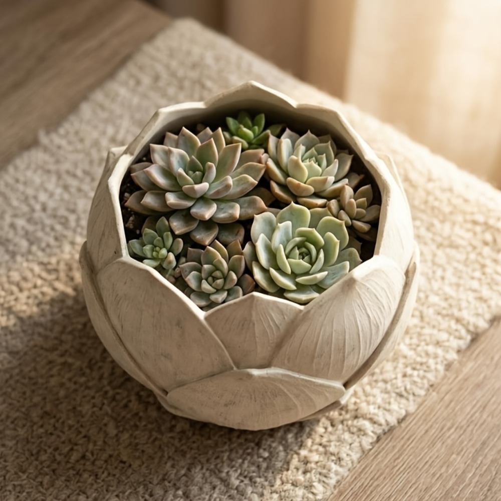 กระถางดอกไม้เรซิ่นรูปดอกบัวสุด - Aloe Vera Pot บทวิจารณ์และราคา